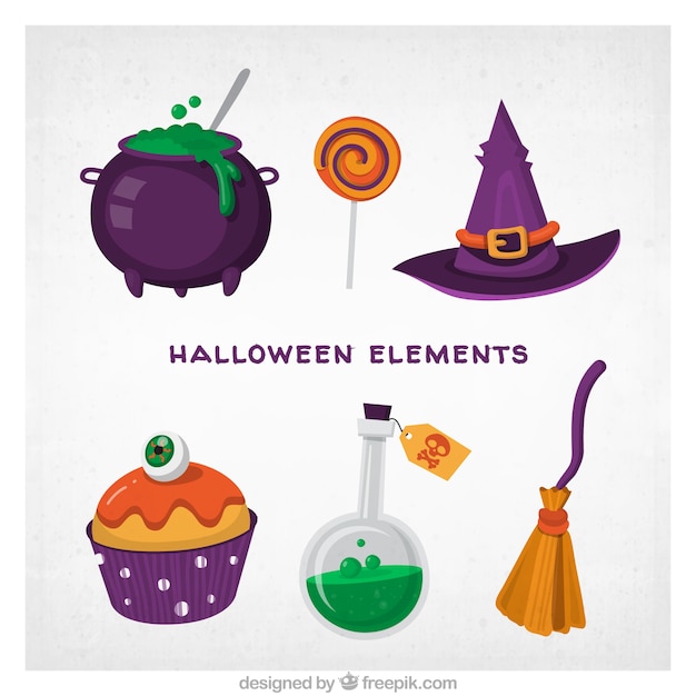 Free vector halloween collection with colorful style