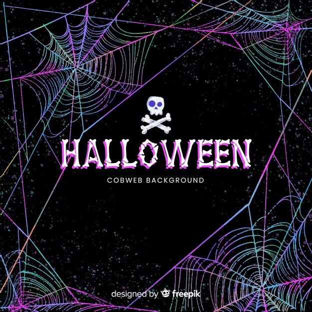 Halloween colorful cobweb background