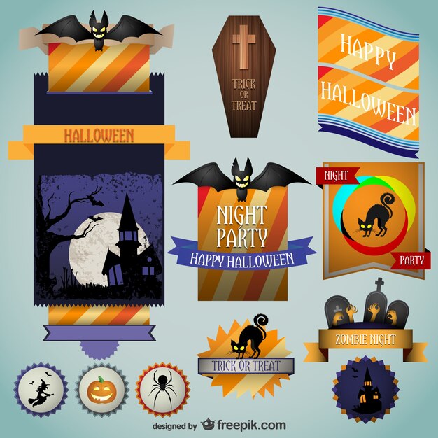 halloween colorful stickers set