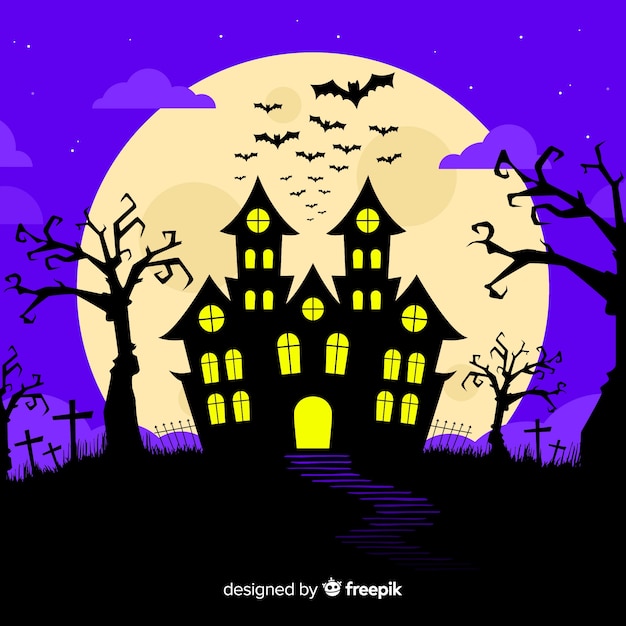 Free vector halloween concept with flat design background