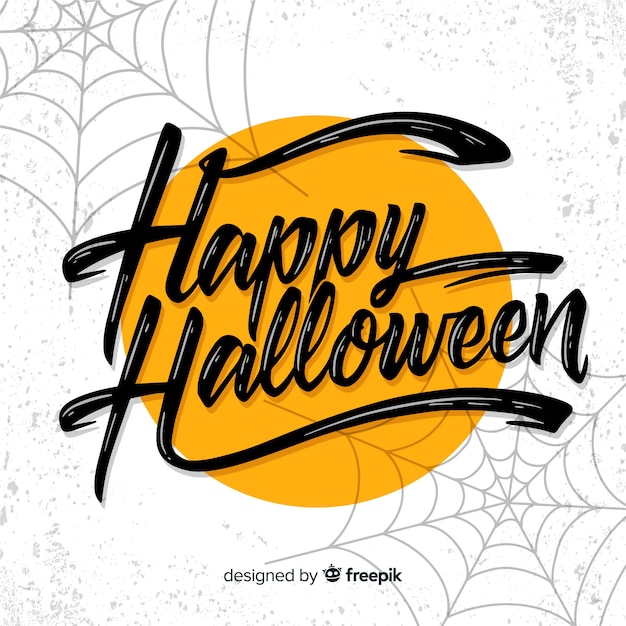 Free vector halloween concept with lettering background