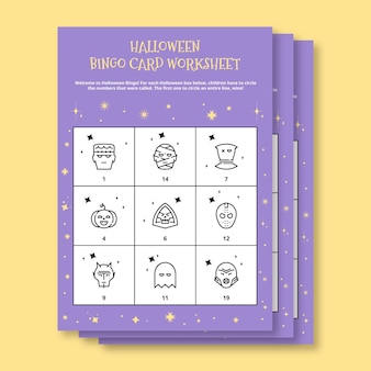 Halloween costume bingo card worksheet