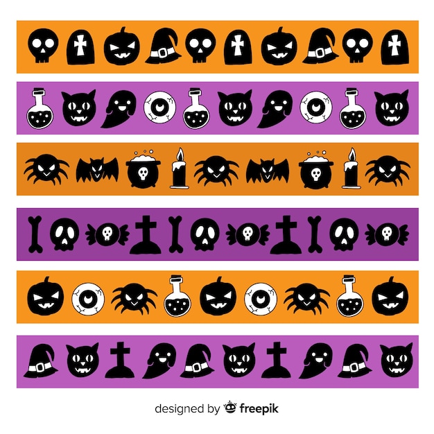 Free vector halloween creatures border collection