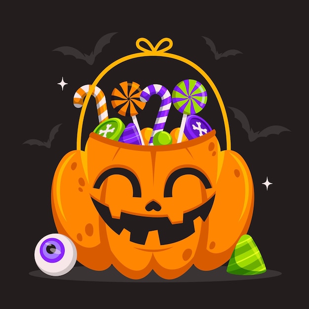 Halloween cute pumpkin bag flat design