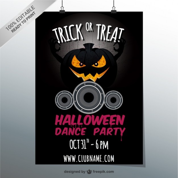 Vettore gratuito halloween volantino dance party con la zucca