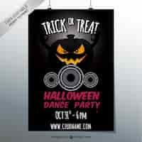 Free vector halloween dance party flyer with pumpkin