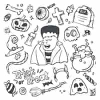 Free vector halloween doodle illustration