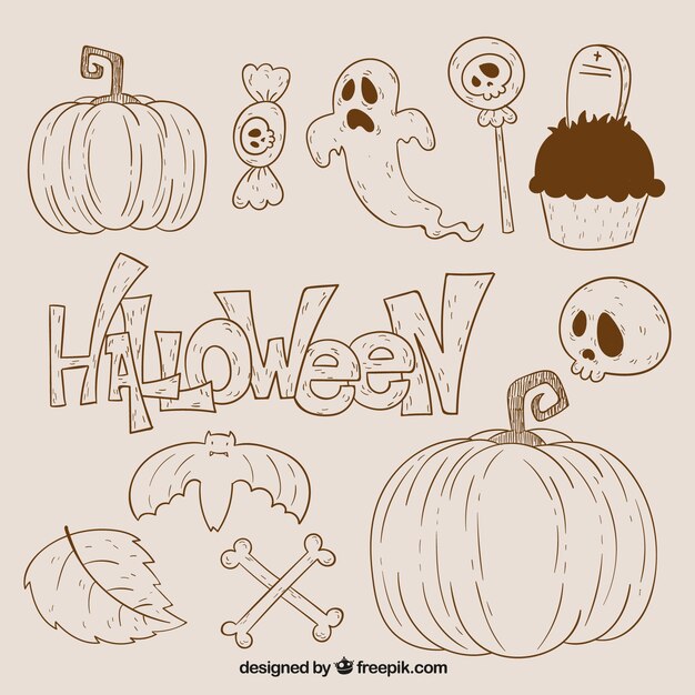 Free Vector halloween drawn doodles
