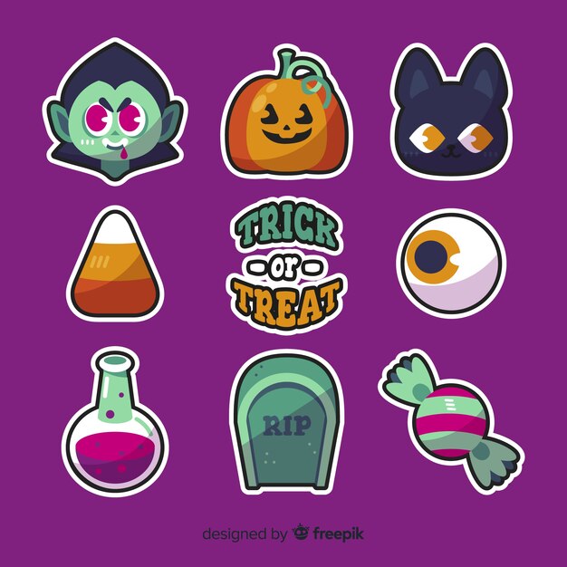 Halloween element collection in flat design