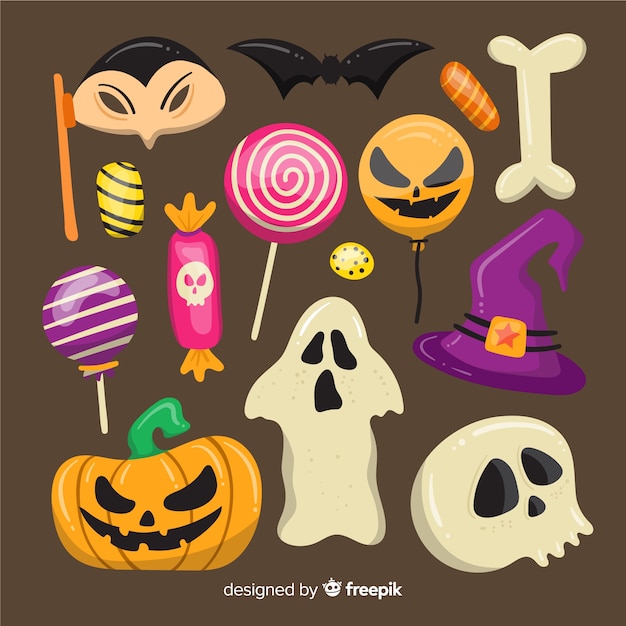 Halloween element collection on flat design