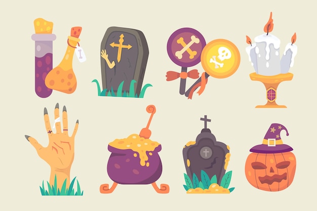 Halloween element collection flat design