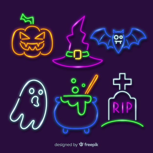 Halloween element neon sign collection