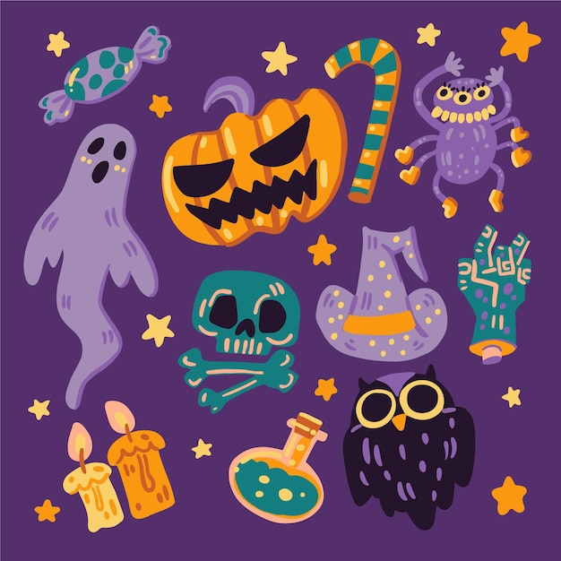 Free vector halloween element set theme