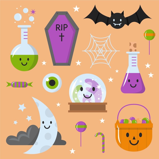 Free vector halloween element set