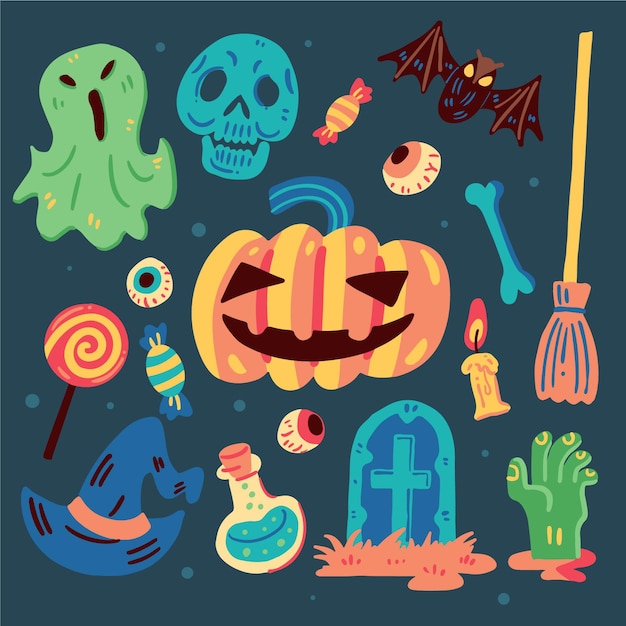 Free vector halloween element set