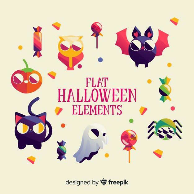 Halloween elements collection in flat design