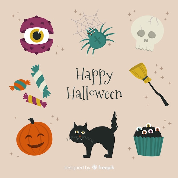 Halloween elements collection in flat design