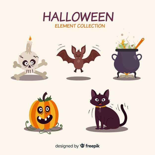 Halloween elements collection in flat design