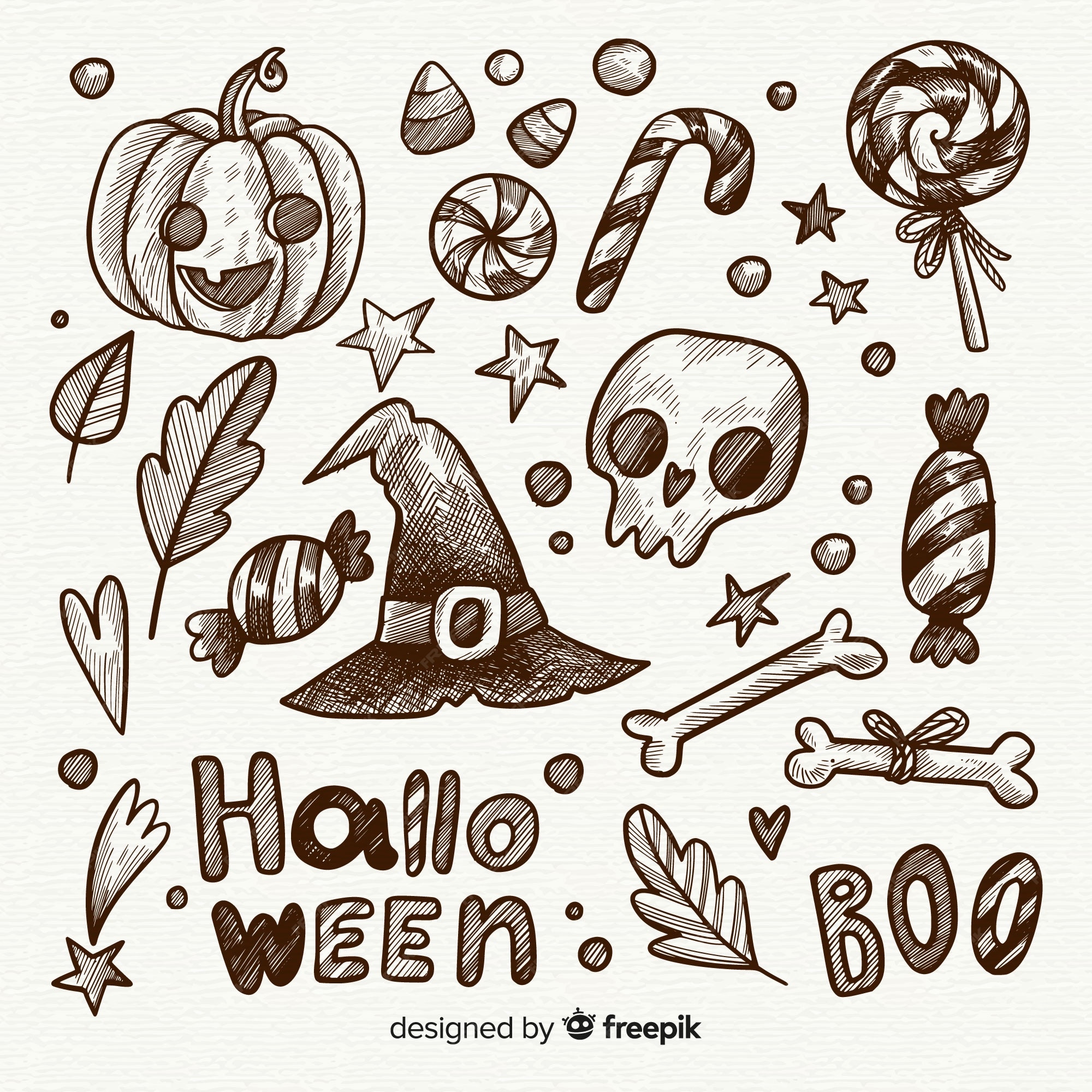 Halloween doodle hand drawing element vector set 12005878 Vector Art at  Vecteezy