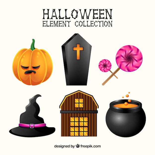 Free vector halloween elements set