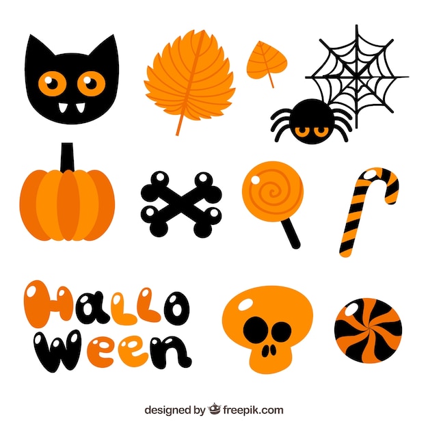 Free vector halloween elements with autumnal colors