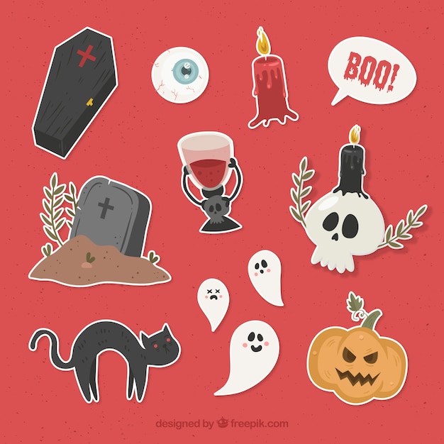 Бесплатное векторное изображение Хэллоуин элементы с оригинальным стилем