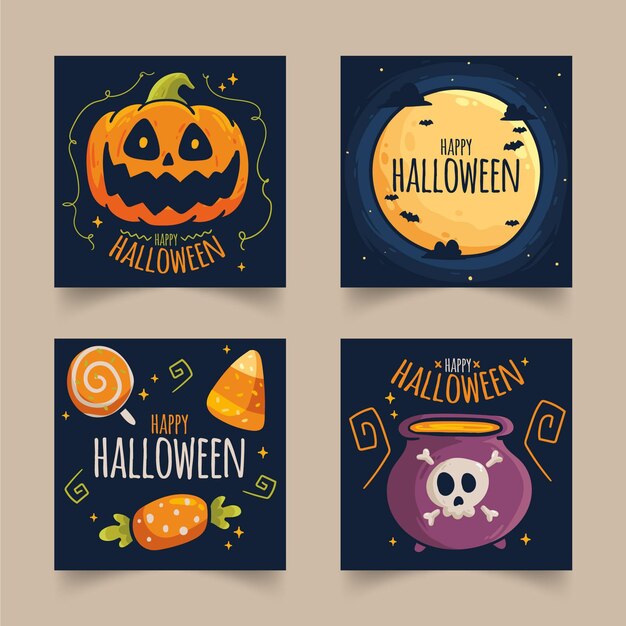 Free vector halloween event instagram post collection