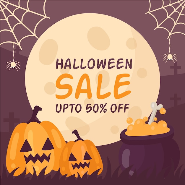 Vettore gratuito illustrazione promozionale di vendita di eventi di halloween