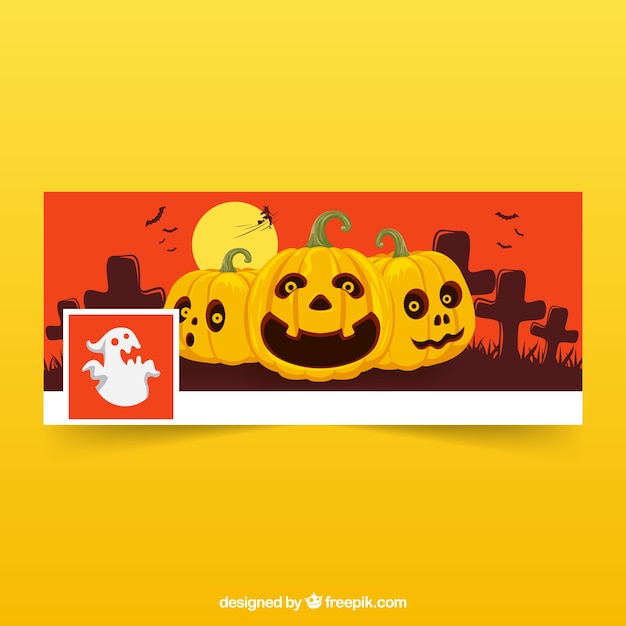Halloween facebook cover with pumpkins
