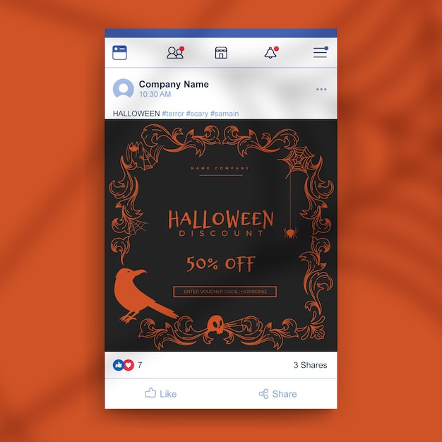 Vettore gratuito post di facebook di halloween