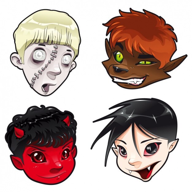 Halloween faces set