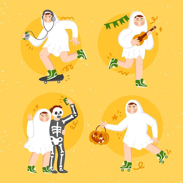 Free vector halloween festival ghost set