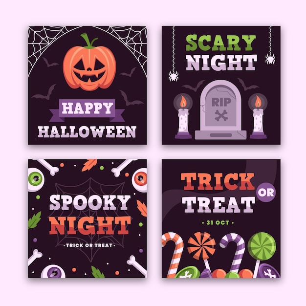 Vettore gratuito tema di post instagram festival di halloween