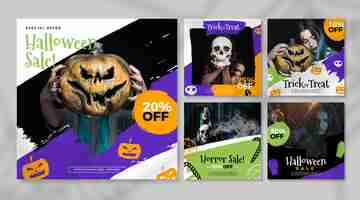 Free vector halloween festival instagram posts concept