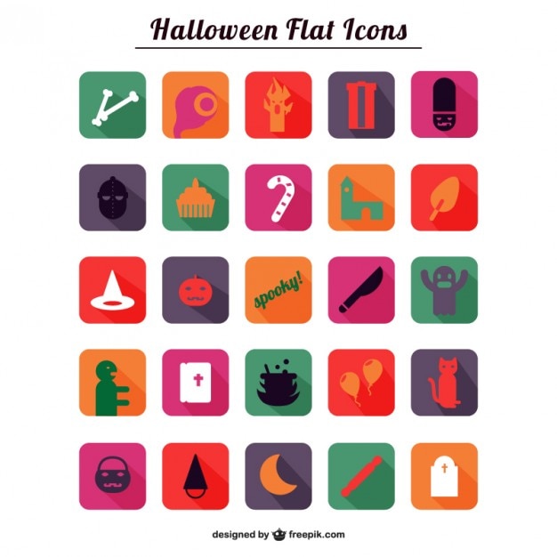 Free vector halloween flat icons pack