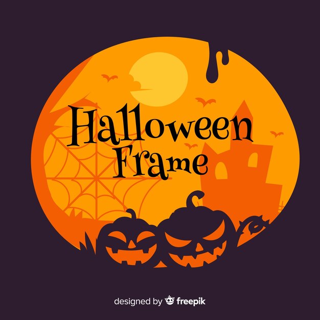 Halloween frame concept in flat style