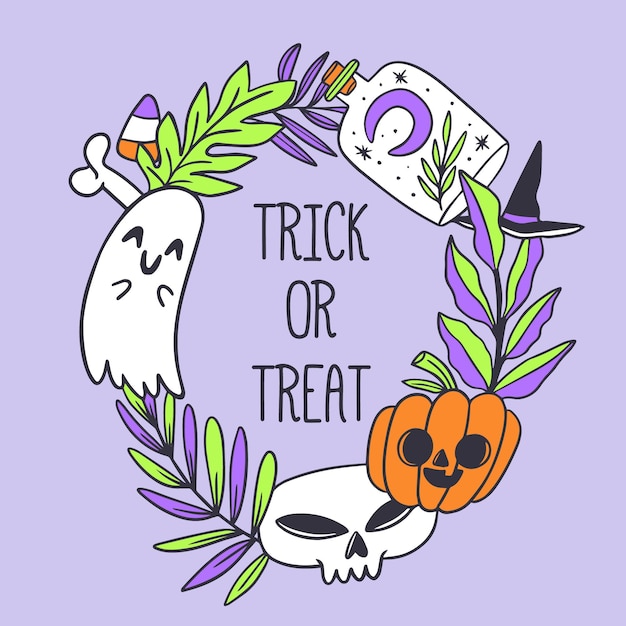 Free vector halloween frame hand drawn design