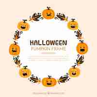 Free vector halloween frame with pumpkins and leaves