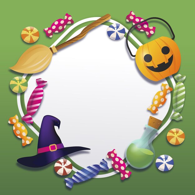 Halloween frame with realistic elements and empty space