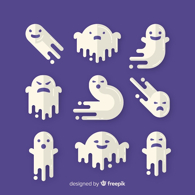 pirate ghost pixel art Free vector halloween ghost character collection with flat design
