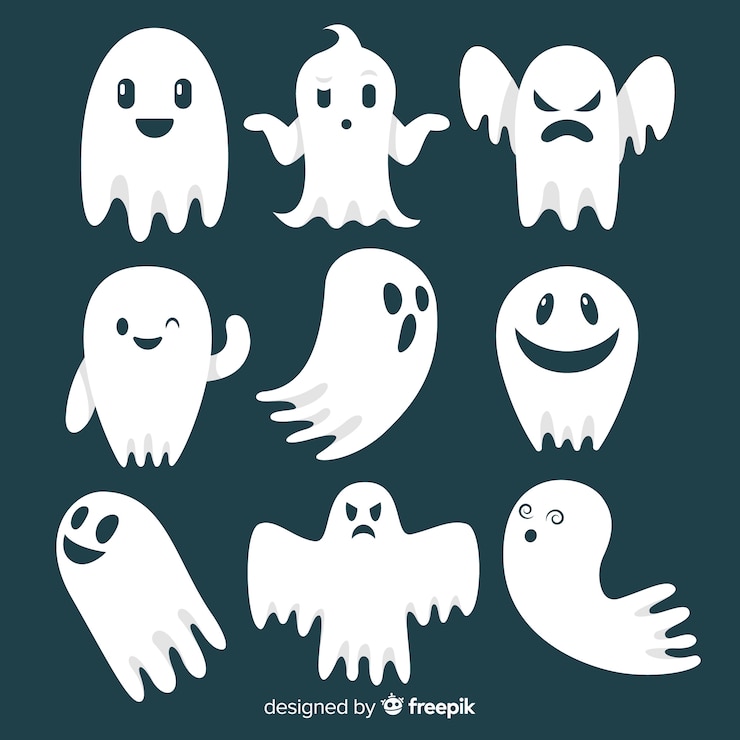 Free Vector halloween ghost character collection with flat design