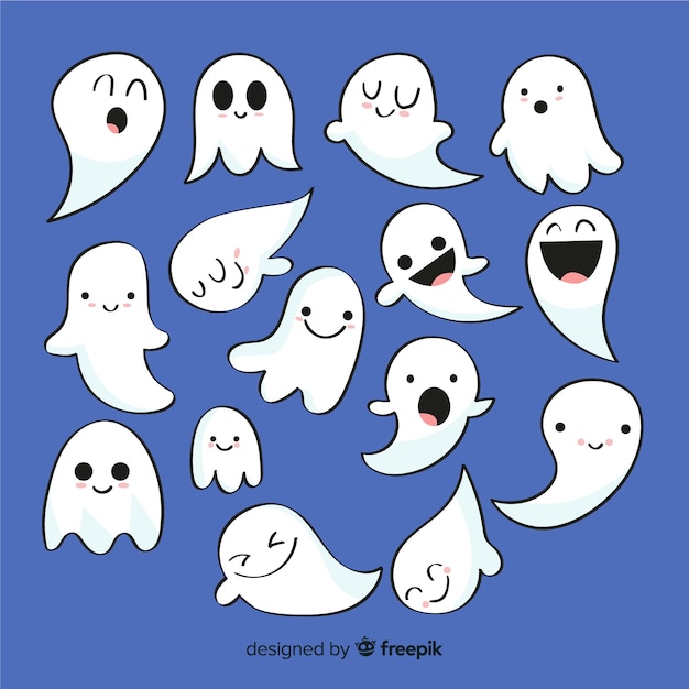 Free vector halloween ghost collection in flat design