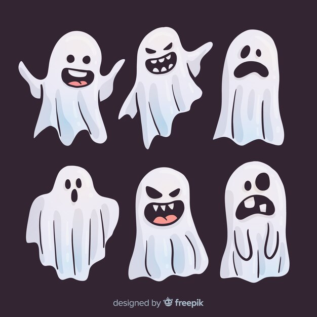Коллекция призрак Хэллоуина в плоском дизайне