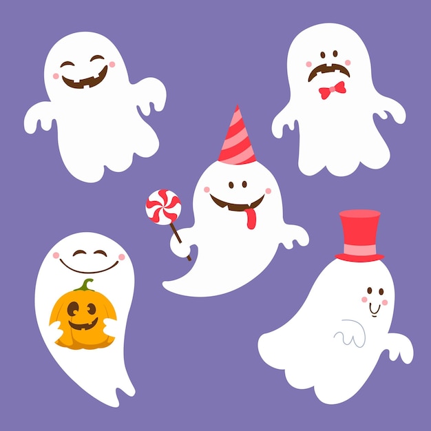 Halloween ghost collection flat design