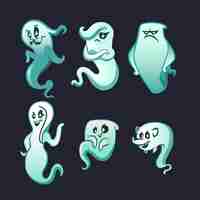 Free vector halloween ghost collection in flat design