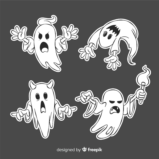 Free vector halloween ghost making funny faces