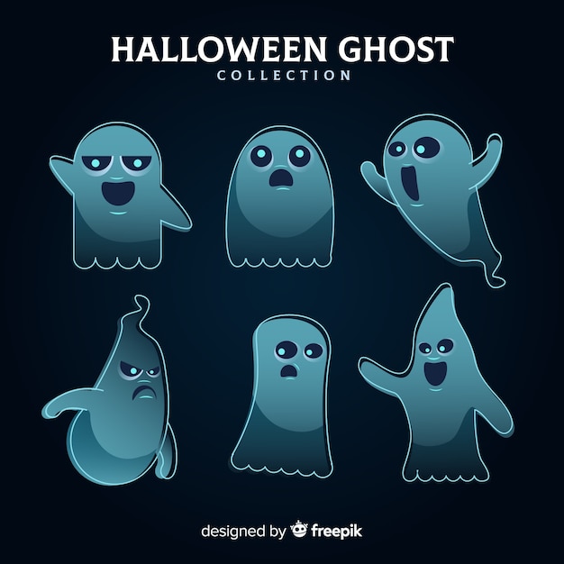 Free vector halloween ghosts collection in different poses