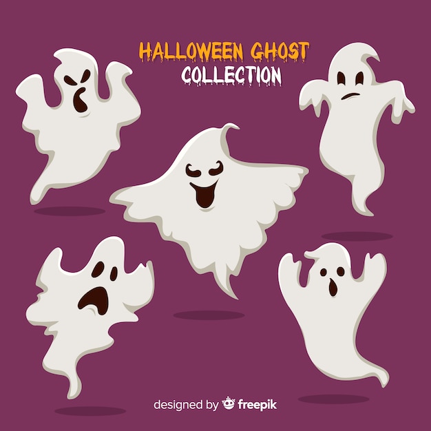 Halloween ghosts collection in different poses 