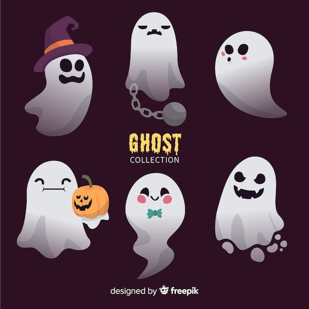 Halloween ghosts collection in different poses