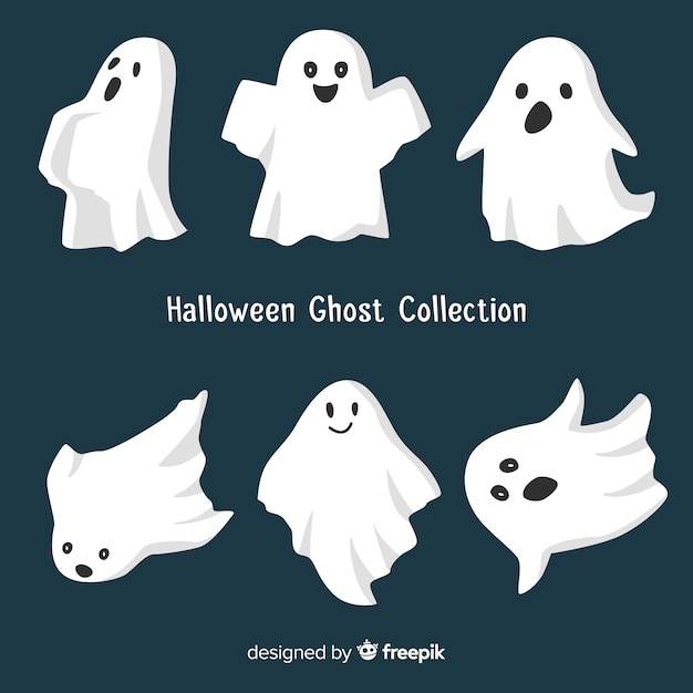 Halloween ghosts collection in different poses 